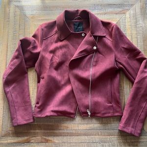 Red/burgundy suede moto jacket